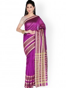 Purple Striped Traditional Saree
